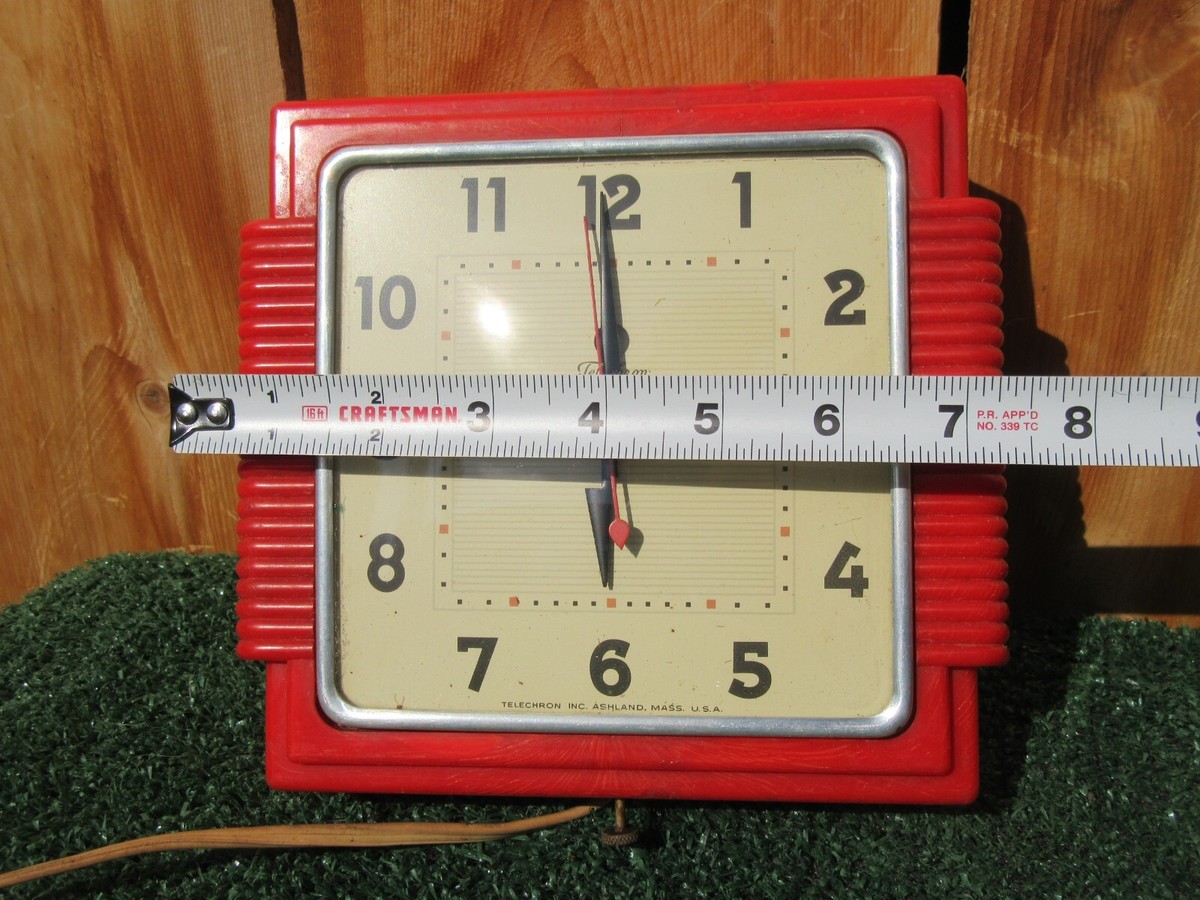 RARE Vintage Telechron Red Bakelite MCM Art Deco Electric Wall