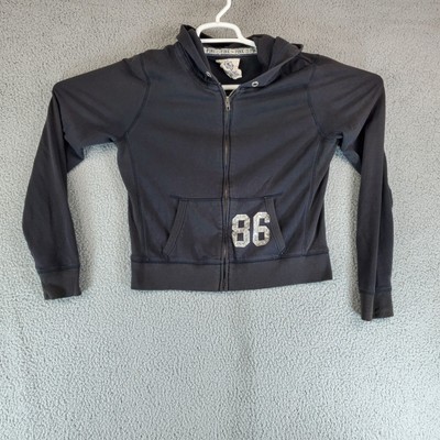 Victorias Secret PINK Girls Size Large Silver Jewels Logo Full Zip Hoodie