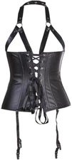 KIWI RATA Women's Punk Rock Faux Leather Buckle Up Corset Bustier Basque UK 6-8
