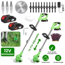 12/24V Cordless Electric Weed Lawn Eater Edger Grass String Trimmer Cutter Mower