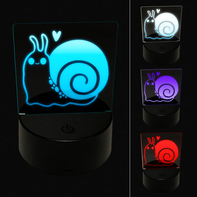 Happy Slow Kawaii Chibi Snail 3D Illusion LED Night Light Sign Lamp