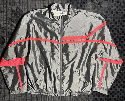 Puma Nylon Track Jacket Size Large Retro Color Neon Pink Full Zip Vintage