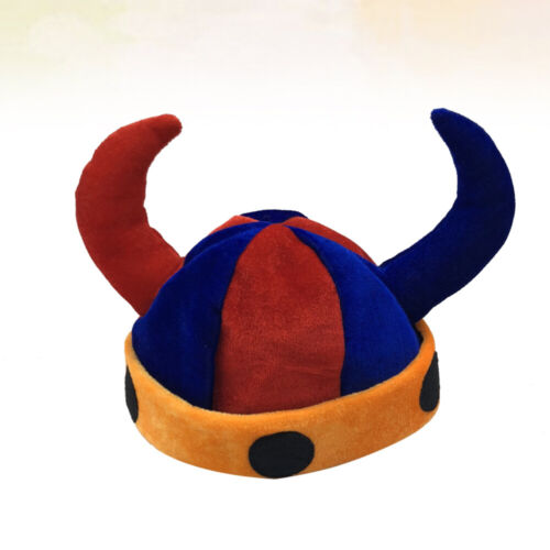 Kids Viking Hat Viking Hat Braids Funny Party Hats Birthday Horn Hat Plush - Afbeelding 1 van 18