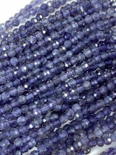 A+ Natural 2-3MM Tanzanite Faceted Round Gemstone Beads 12'' Strand Craft Making