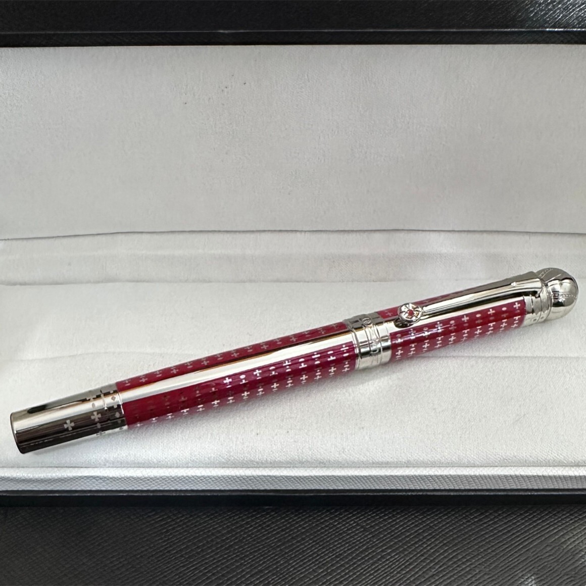 Deluxe Writers Series Red Color - Silver Clip 0.7mm Rollerball Pen No Box