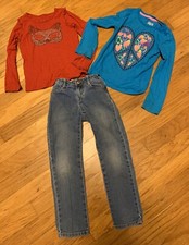 Girls Shirts  Pants Lot Of Clothes - Size S 6