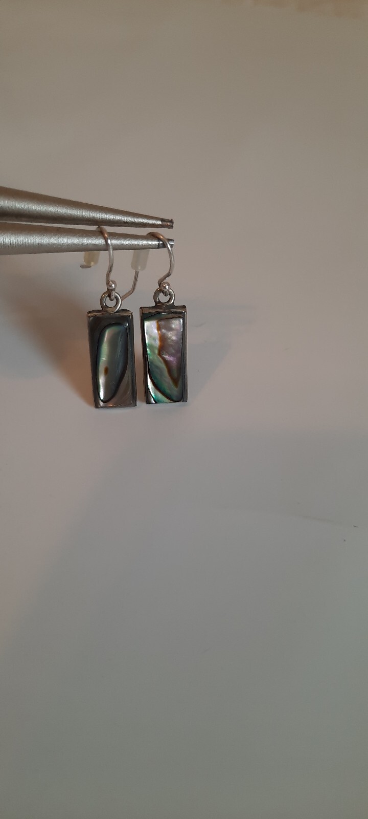 Abalone Shell and Alpaca Rectangle Dangle Drop Ea… - image 5