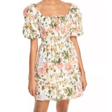 Faithfull the Brand Nikoleta Puff Sleeve Mini Dress in Teatro Floral Size 6