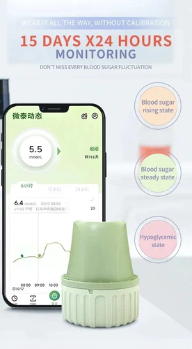 Sensor de glucosa en sangre para diabetes medidor de glucosa en sangre en el hogar monitor de 24 horas en tiempo real - Imagen 2 de 5
