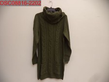 Venus Women's Olive Green Cowl Neck Cable Knit Cozy Sweater Dress L 194402005968