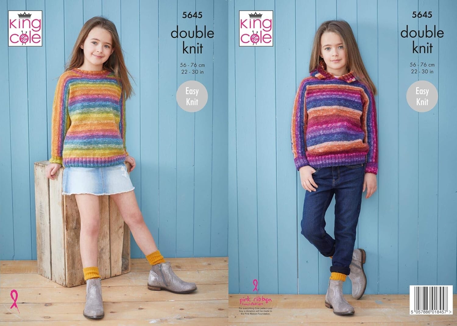 King Cole DK Knitting Pattern - 5645 Childrens Sweater & Hoodie