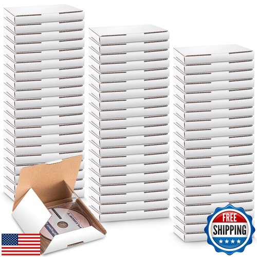 Fuyoooo 100 Pcs 5 5/8"l x 5"w x 7/16"h Cd Mailer Box Cd Shipping Boxes Corrug