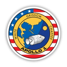 Round Apollo 1 Seal Sticker Decal - Weatherproof - as-204 first man on moon