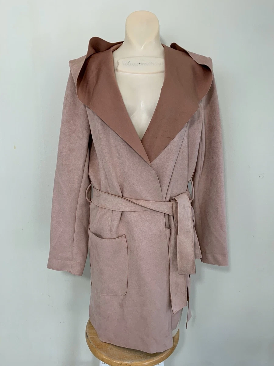 ZARA FAUX SUEDE JACKET Hooded WOMAN PINK SIZE XS C1206 3046 240