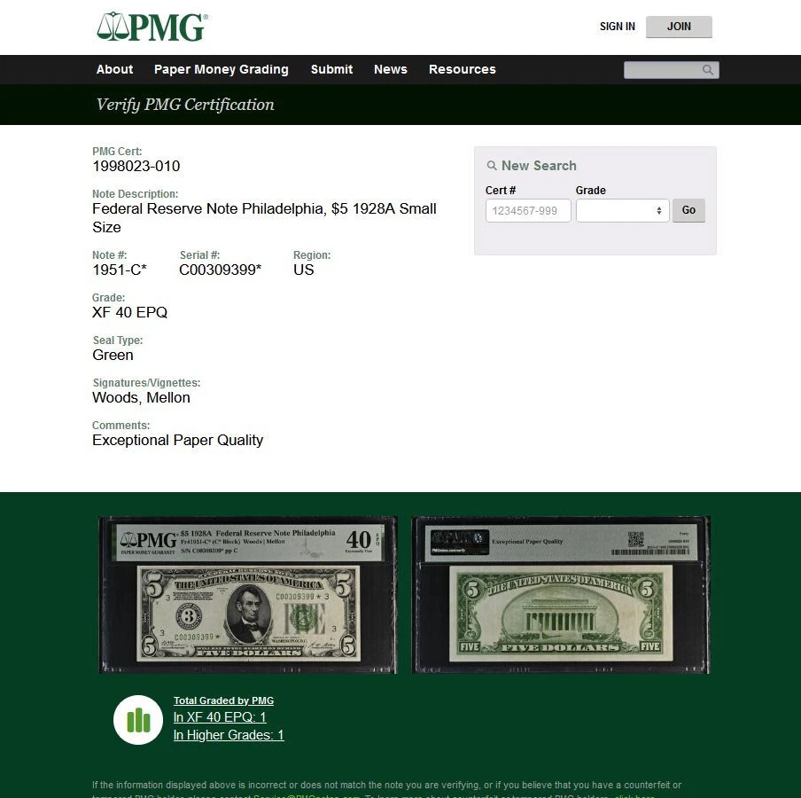 1928A $5 FRN Philadelphia PMG 40EPQ - Gold on Demand - Rare Star Note Fr 1951-C* - Image 2 of 4