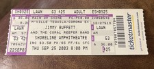 JIMMY BUFFETT RARE UNUSED CONCERT TICKET MOUNTAIN VIEW, CA 09/25/2003