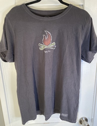 Life is Good Classic Fit Tee Shirt Short Sleeves Top Gray Fire Pit Happy Hour XL - Picture 2 of 3