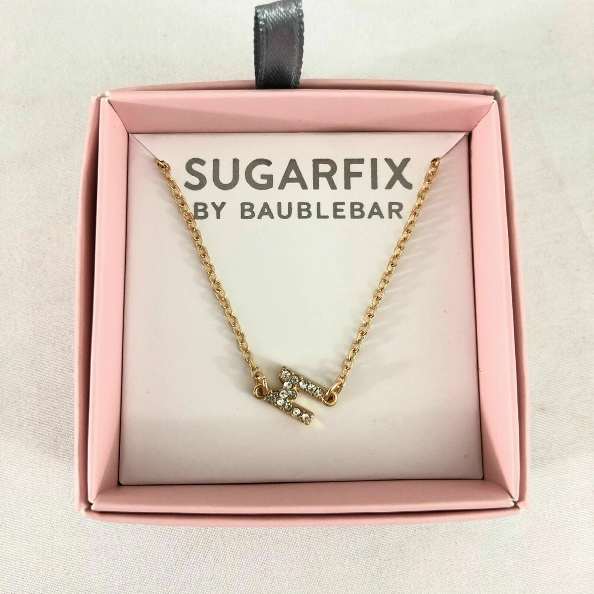 Sugarfix Womens Necklace M Initial Rhinestones Gold Tone Free Ship