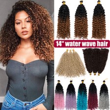 Marlybob Crochet Braiding Hair Extensions 14in Water Wave Afro Twist Kinky Curly