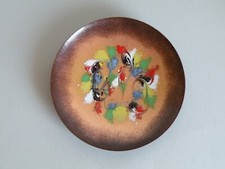 FISCHLAND DDR EMAILLE  Messing Teller Wandteller  Vintage