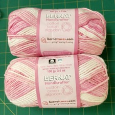Bernat Handicrafter Cotton Yarn - Pinky Stripes 4 medium yarn 172yds - Lot of 2