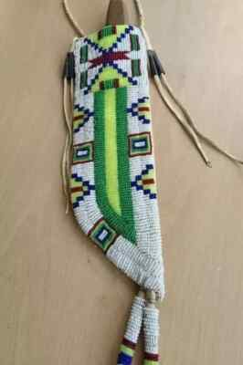 #ad Sioux Style Indian Beaded Knife cover Native American Leather Knife Sheath $59.99