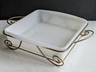Glasbake J247 Square Dish with Original Rack VTG 10 inches wide No Cracks