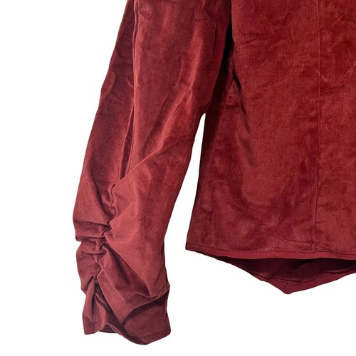 Free People Becky Stretch Velvet Jacket Size L Red Garnet Grotto NEW - Picture 3 of 9