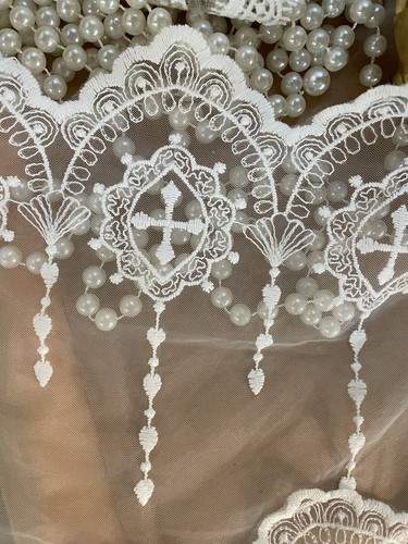 2Yrds Vintage Gothic White Lace Trim Scalloped Edge, Victorian Lolita Embroidery - Picture 7 of 8