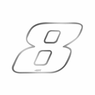 Numero Gara 8 Anodizzato Per Auto Racing | Bianco | Dimensioni 65 X 85 Mm | Adesivo Durevole