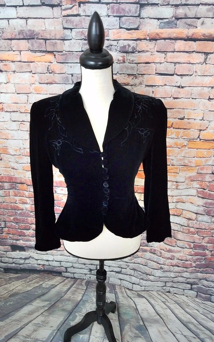 Women's black velvet cheap evening jacket