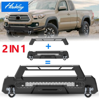 New Black Steel Front Bumper  w/2*D-Rings Shackles For Toyota Tacoma 2016-2023