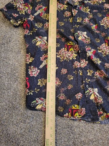 Star Wars Button Shirt Mens Medium Black Boba Fett Floral Woven Hawaiian Collect - Picture 6 of 12