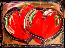 HEARTS   ART  ABSTRACT  stretched  PAINTING CANVAS ART CONTEMPORARY D26D3D