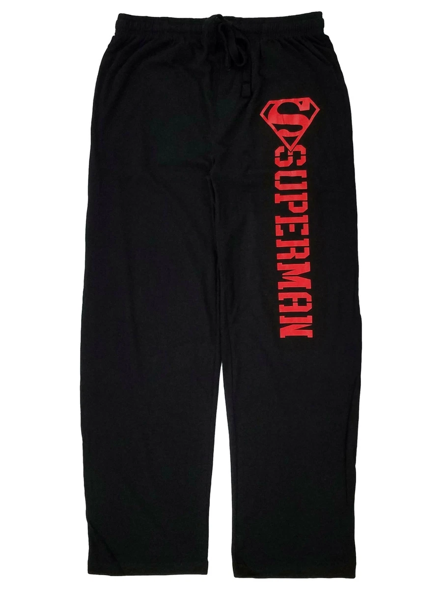 Superman Mens Black Red Lounge Pant Sleep Pants Pajama Bottoms
