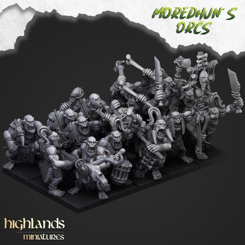 Moredhuns orcs Cave Orc Warriors x20 Highlands Miniatures 3d Printed