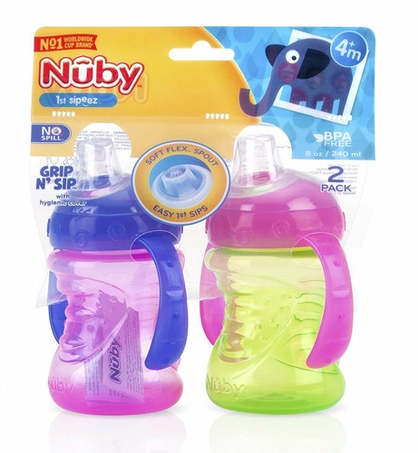 Nuby 2- Two-Handle No-Spill Super Spout Grip N' Sip Cups, 8 Ounce & - Picture 10 of 12