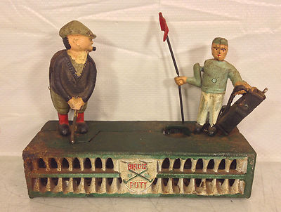 Antique Cast Iron Reproduction Birdie Putt Golfers Bank Not John Wright