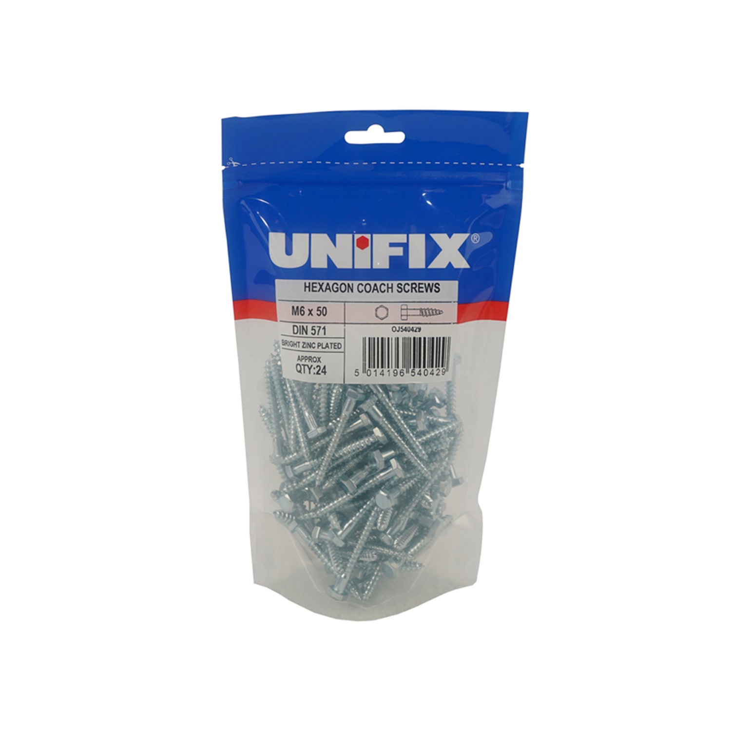 Unifix A2-304 St/St Cup Sq Hex Bolts M6 x 20 Box of 201