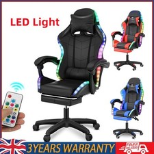 Gaming Chair With 12 RGB LED Lights Computer Office Chair Swivel E-Sports Dcdwuz
