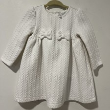 Janie and Jack Ivory/white Baby Bow Jacquard Dress Holiday Event 12-18m