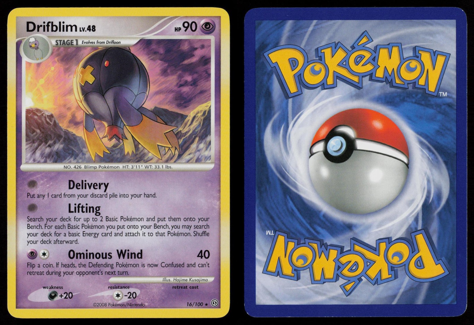 Drifblim 16/100 Pokemon Stormfront Rare Lightly Played