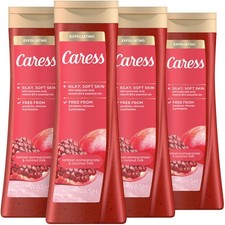 Caress Tahitian Pomegranate Coconut Milk 20Oz Exfoliating Body Wash Pack Of 4