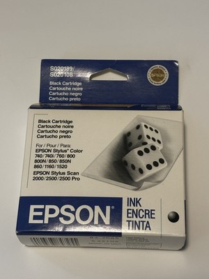 Epson SO20108 Black Ink Cartridge Stylus Unopened Box Sealed New EXP. 2008