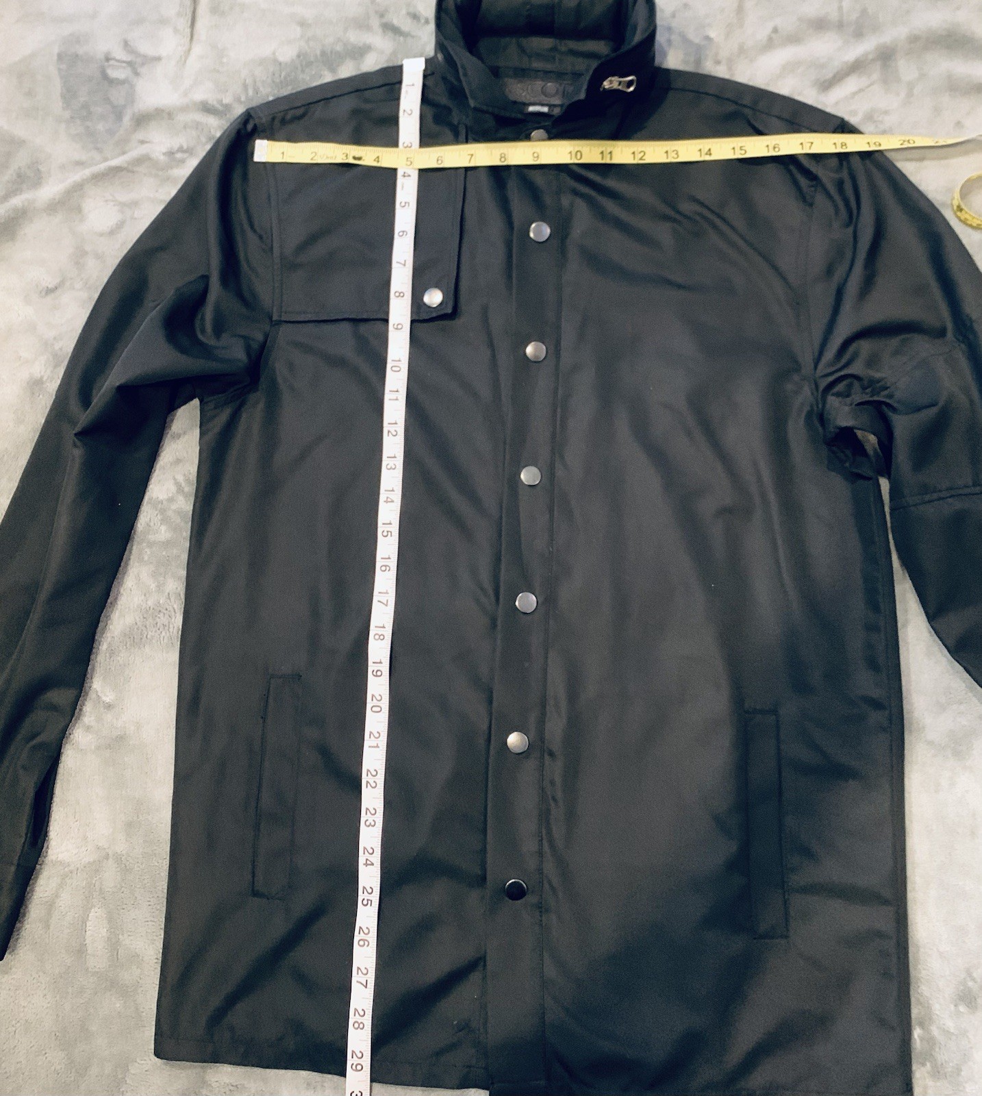 B:Scott Light Jacket Button Front Black Hooded Ov… - image 7