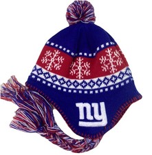Forty-seven Brand NY Giants Women Beanie Winter Hat Knit Pom Pom Strap Ties