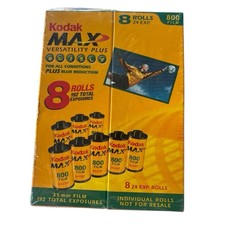 KODAK MAX VERSATILITY PLUS 800 FILM 8 ROLLS 24 EXP. 6/2004 SEALED