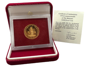 1976 $100 Bahamas Gold Independence 3rd Anniversary Amazon Parrot Proof Coin