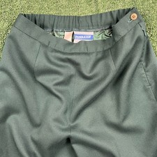 VTG Pendleton Women Pants 10 27x29 Green 100 Virgin Wool Classic Chino Straight