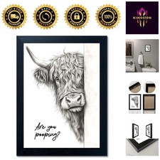 8"x10" Waterproof Funny Highland Cow Art - Chic Farmhouse Bathroom Decor